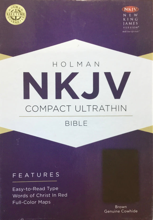NKJV Compact Ultrathin Bible - Genuine Cowhide, Brown