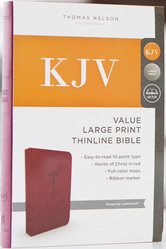 KJV Value Large Print Thinline Bible - Burgundy, Leathersoft