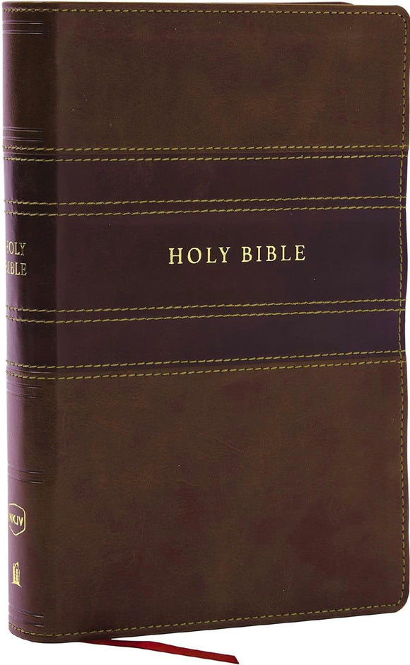 NKJV Large Print Personal Size Reference Bible - Brown, Leathersoft