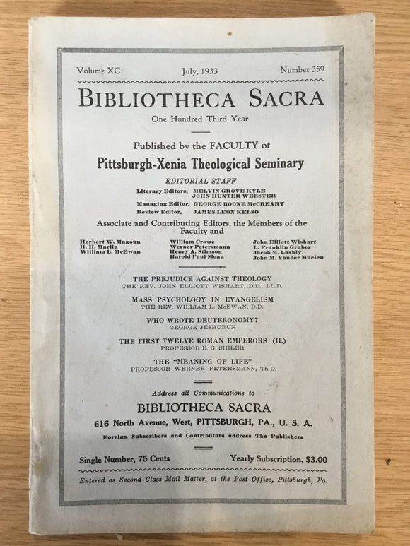 Bibliotheca Sacra: Theological Eclectic
