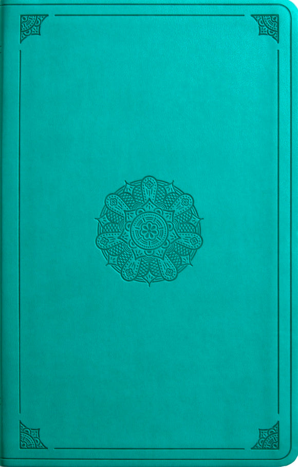 ESV - Large Print Value Thinline Bible, TruTone, Turquoise, Emblem Design
